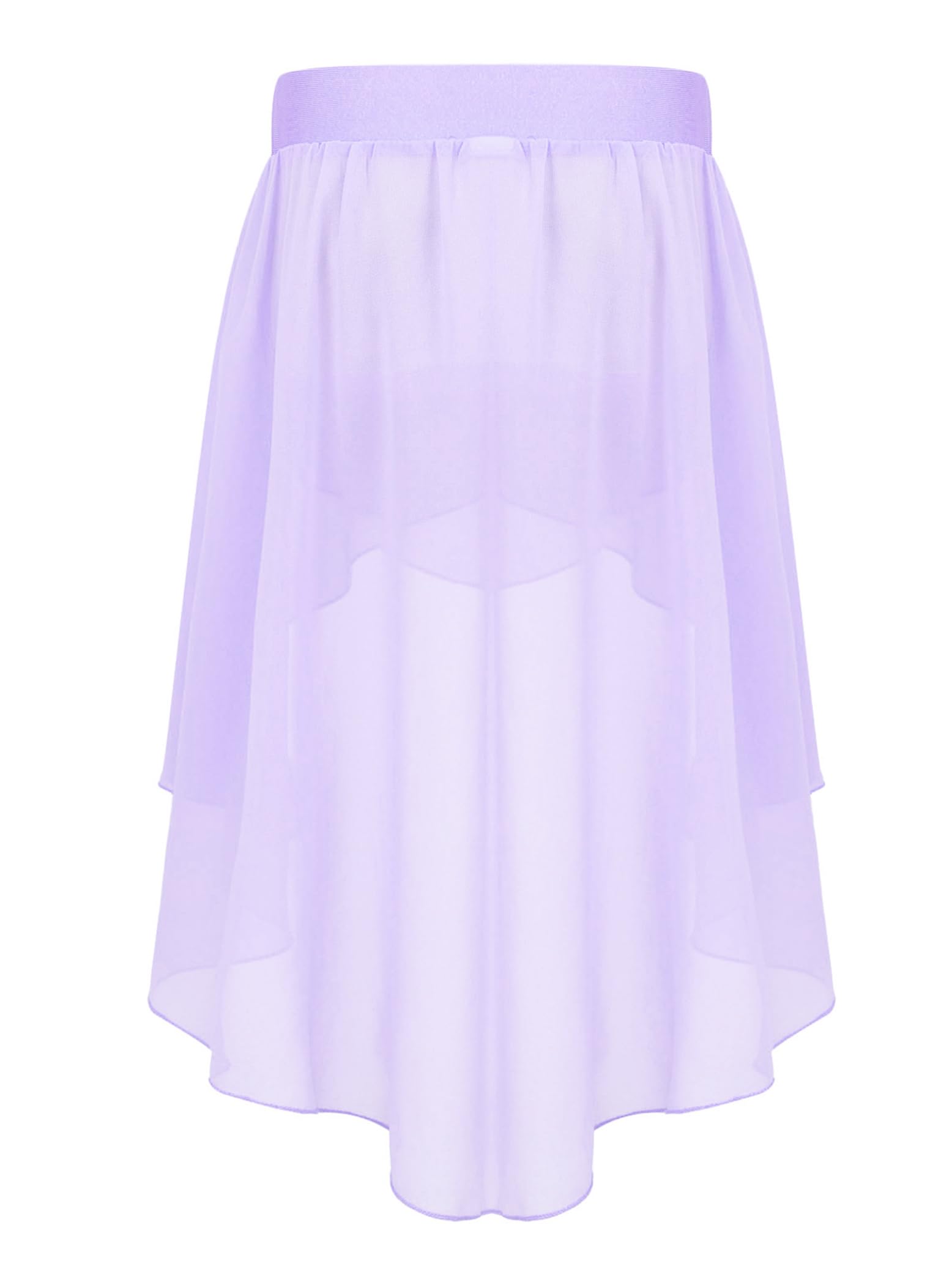 Eandarui Kids Girls Ballet Jazz Dance Practice Performance Dance Tulle Skirts High-Low Chiffon Skirt Lavender 12 Years
