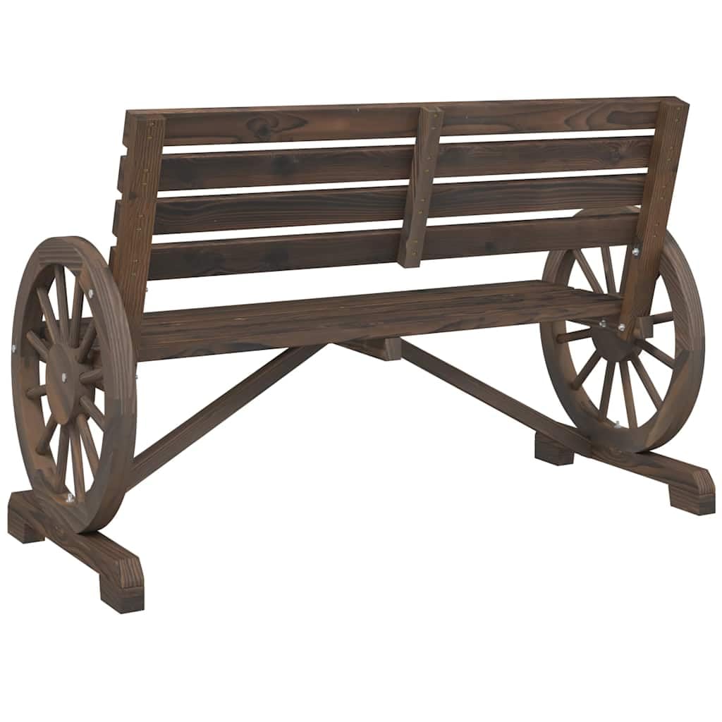 Panca da Giardino 2 Posti in Legno di Abete Ruota del Carro | Seduta da esterno a due posti con braccioli a forma di ruota, ideale per arredare il giardino, patio o terrazzo.