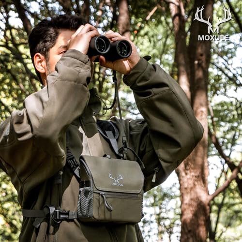 Image of MOXULE Binocular Harness Chest Pack: Bino Case, Magnetic Lid, Rain Cover | Silent one-hand access, water-resistant fabric, MOLLE webbing for hunting, birdwatching and hiking, Model: BINO Lite