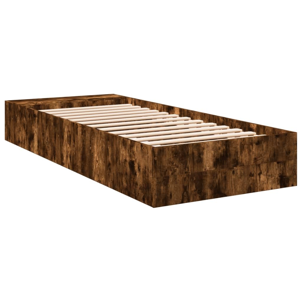 Rama łóżka rodzinnego łóżko podwójne łóżko sypialnia meble rama łóżka dąb wędzony 100 x 200 cm materiał drewnopochodny