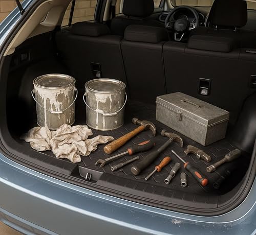 Auto Accessori Lupex | Universaler Kofferraum-Teppeich MAXI 142x111 cm, schwarzer Gummiteppich