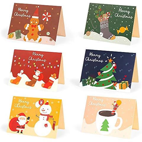 Bluelves Christmas Cards, 24 Sets of Premium Christmas Cards with Envelopes and Stickers, Christmas Card Postcards, Christmas Postcards Cover