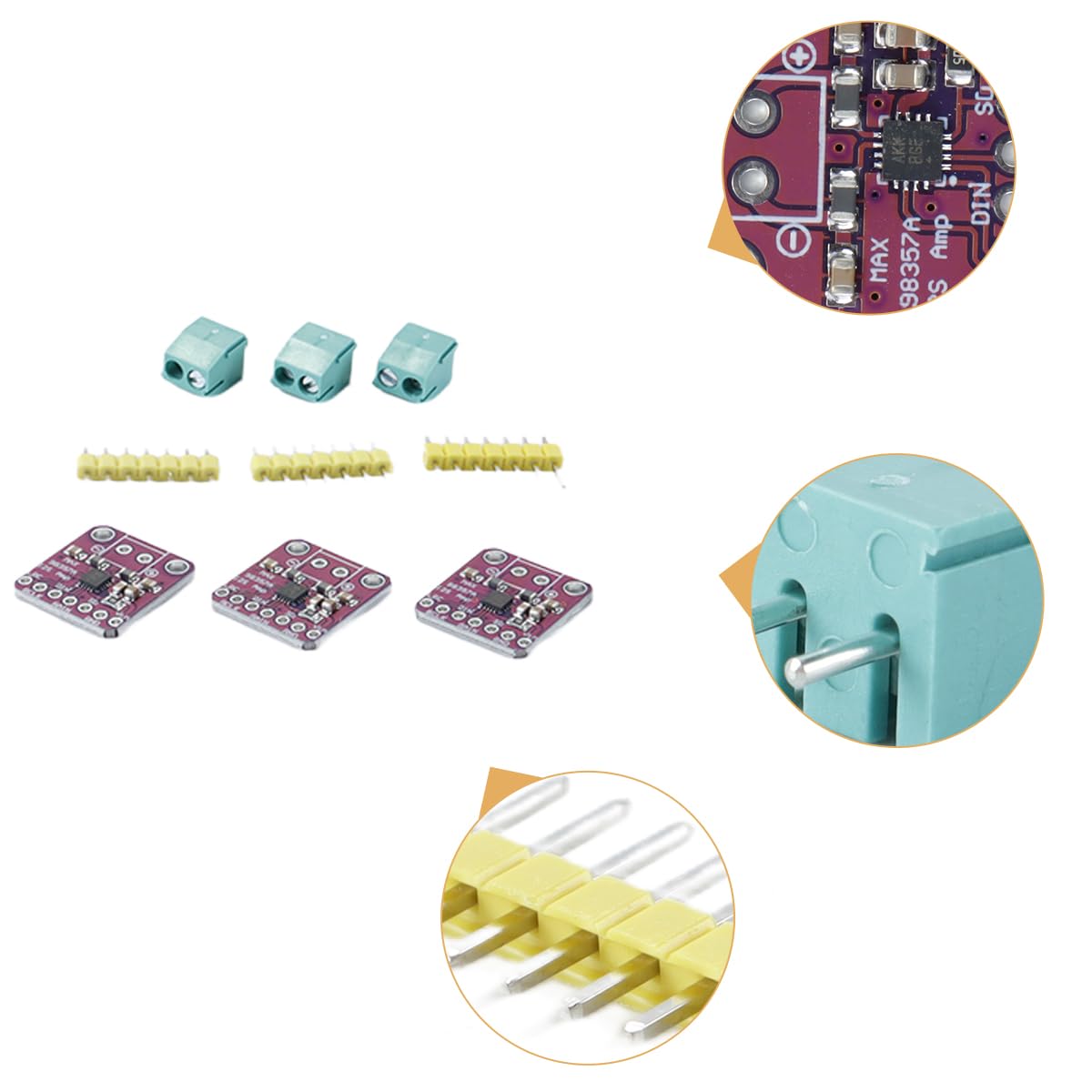 Scheda amplificatore audio di classe D MAX98357 da 3 pezzi, scheda audio breakout con amplificatore senza filtro di classe D I2S da 3 W per ESP32