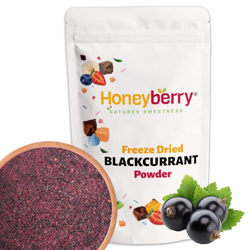Polvo de grosella negra secado congelado (250 g) sin azúcar añadido, 100% natural, sin gluten, apto para veganos