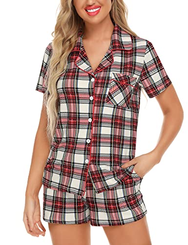 Samring Womens Pajamas Sets Short Sleeve Sleepwear Soft Pj Shorts