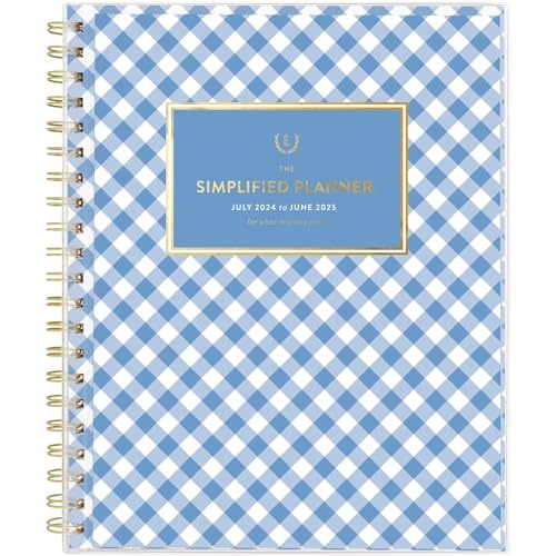 AT-A-GLANCE Planner 2024-2025 Academic, Simplified by Emily Ley, Weekly & Monthly, 8-1/2' x 11', Large, Monthly Tabs, Flexible Cover, Customizable, Gingham (EL26-901A)