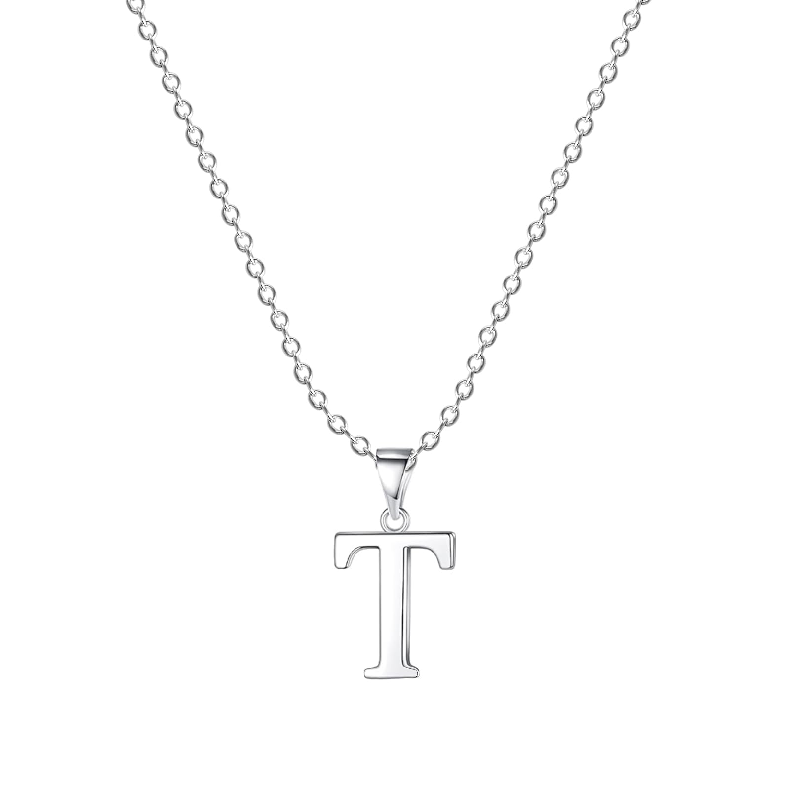 FLUFLO Damen Initialienkette, 925 Sterlingsilber Anhängerhalskette, kompatibel mit Pandora Halsketten-Charms und Perlen, ideal für Frauen und Mädchen X245