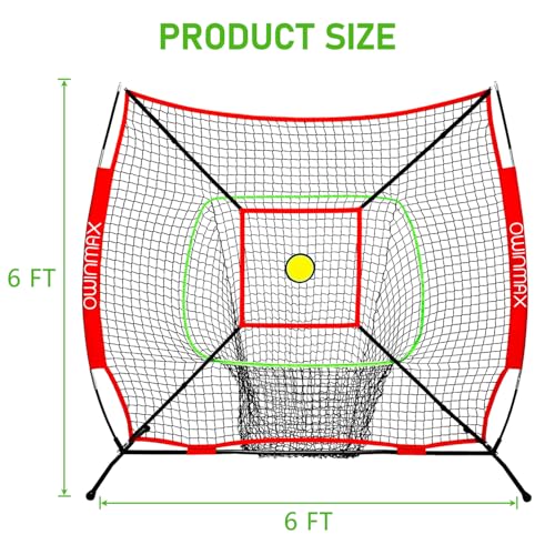 6x6FT Baseball Net, Baseball & Softball Training net with Batting Tee, Strike Zone & Circular Target and Weighted Ball, Portable Design with Compact Storage,Great for Kids - Image 4