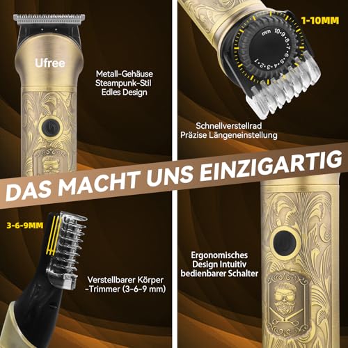 Ufree Haarschneidemaschine Profi Barttrimmer Haartrimmer Herren, 7 in 1 Bartschneider Haarschneider Rasierer Herren Elektrisch, Langhaarschneider Trimmer, Geburtstagsgeschenk für Männer 5