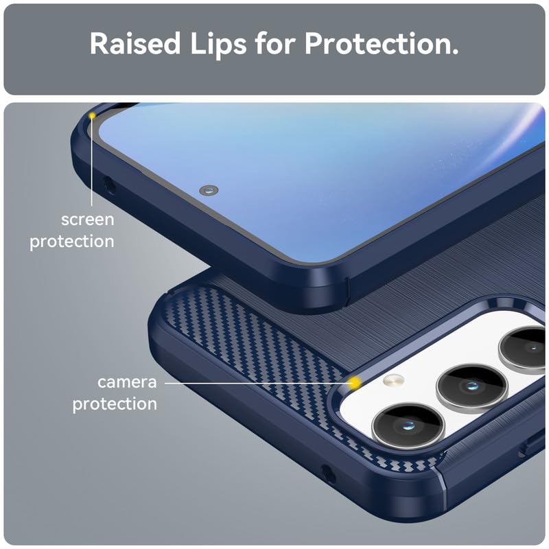 Image of Hybrid Carbon Fiber Back Case for Samsung Galaxy A35 5G (Blue)