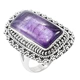 Bague en argent sterling 925 pour femmes et filles Bague en améthyste naturelle Bague en ...