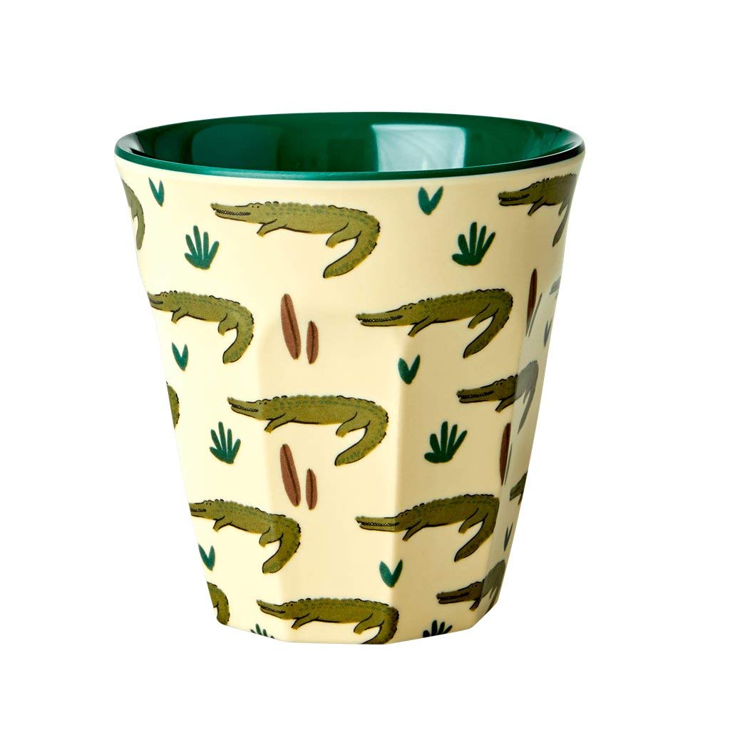 Rice Melamine Cup - Cream - Jungle Crocodile Print