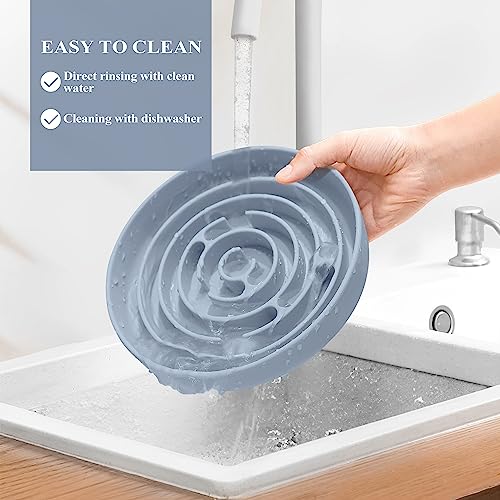 Coomazy Antischlingnapf Hunde Ø 20 cm Silikon Hundenapf mit Saugnapf Langsam Fressen Futternapf für Kleine bis Mittel Große Hunde(Blau)