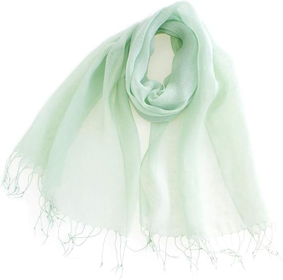 Amazon メンズストール専門店more Style ふんわり軽やか亜麻カラーストール 無地 グラデーション ストール メンズ 口 02 ペールグリーン 無地 口 ストール マフラー 通販
