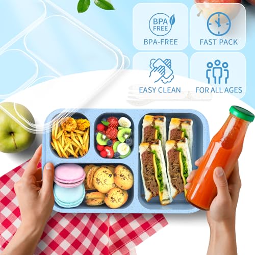 Large Capacity Bento Box for Adults, 4-Piece Set – Stackable Lunch Box with 4 Compartments, Microwave & Dishwasher Safe, Reusable Meal Prep Containers, Snack Containers for Kids & Adults (4 Colors) - Image 6
