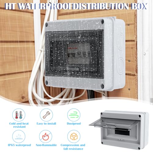 Miniatura 2 de Lwmtt Caja Cuadro Electrico Superficie 8 Modulos,Caja De Fusibles Ip65 A Prueba De Agua Con Bloque De Terminales, Carril Dn, Caja Conexiones Electricas Para Jardín O Exteriores