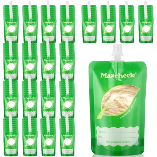 Image of Maxcheck 200 Pack Disposable Baby Food Pouches 6oz Baby Food Storage Containers Plastic Fresh Squeezed Pouches for Kids Toddler Freezer Safe Pouch Holder for Applesauce, Purees and Yogurts