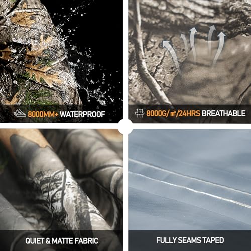 LOOGU Waterproof Rain Pants, Camo Hiking Pants Windproof Outdoor Pants Lightweight Waterproof Pants4