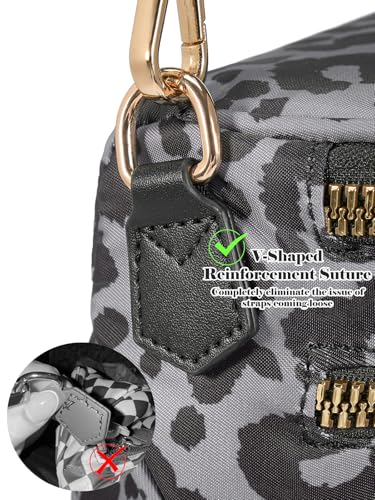 Image of Pure Colour Crossbody Bag Bum Bag for Women,Spacious Purse Fanny Packs Belt Bag,Oversized Bum Bag (Black Grey Leopard Print Bum Bag)