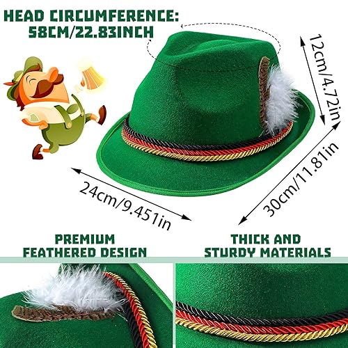 Image of Funtery 6 Pcs Oktoberfest Hats for Men German Hats Felt Bavarian Costume Accessories for Adults Unisex Party