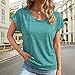Women's U Neck Short Sleeve T-Shirt Spring Summer Basic tees Blouses Dressy Casual Cute Top for Women Top Green L