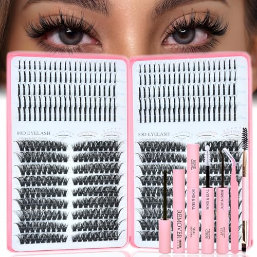Lash Clusters Kit with Spikes, 80D+80D Left Right Eyelash Clusters Extensions Individual D Curl Fluffy Wispy False Eyelashes DlY Manga Lashes Extension Kit (12-22mm, Left Right Lash Clusters Kit) Lash Clusters Kit with Spikes, 80D+80D Left Right Eyelash Clusters Extensions Individual D Curl Fluffy Wispy False Eyelashes DlY Manga Lashes Extension Kit (12-22mm, Left Right Lash Clusters Kit)