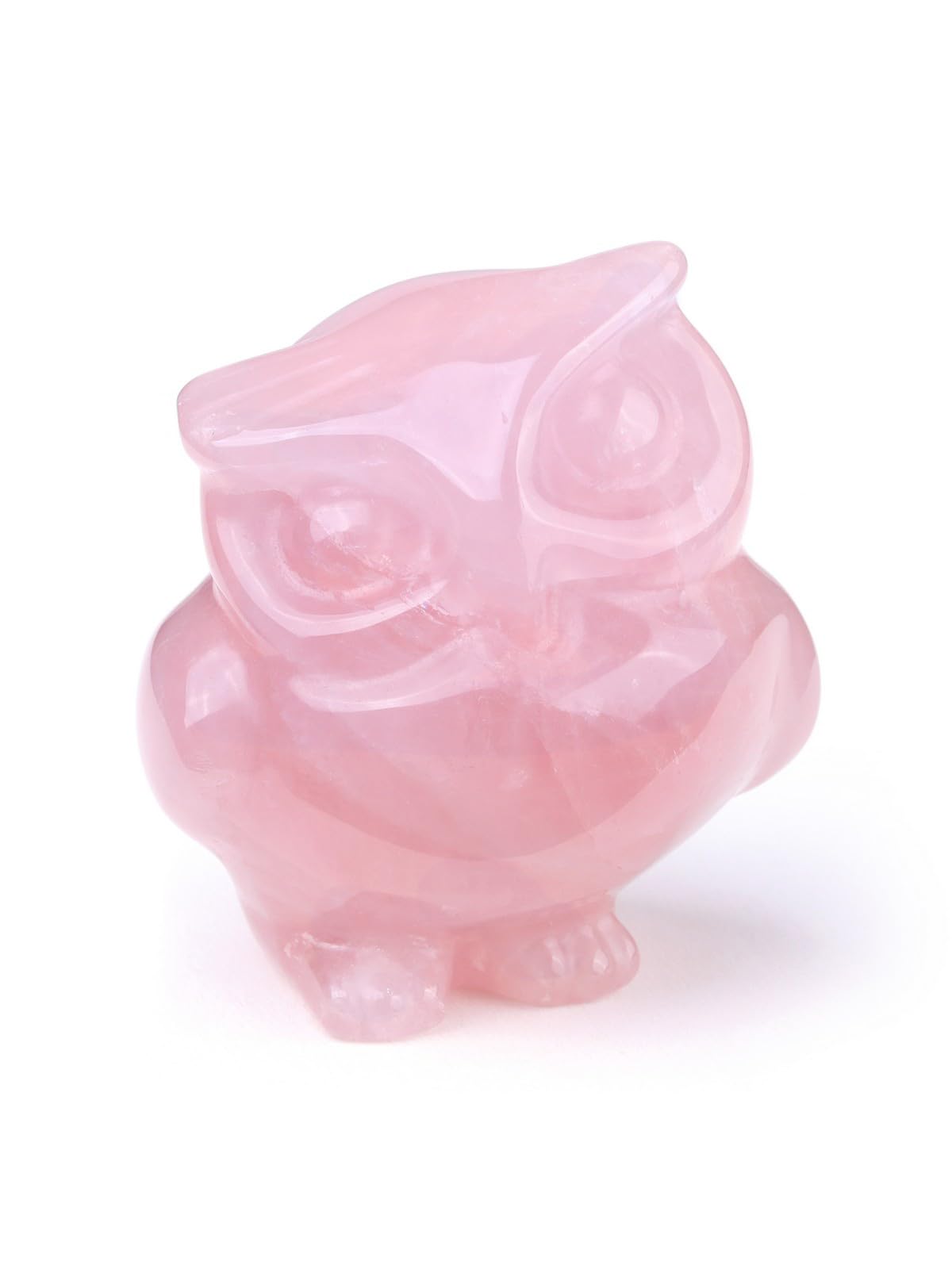 JSDDE Rose Quartz Crystal Owl Figurine Ornament Gifts, Hand Carved Gemstone Owl Statue Art Collectible Home Decor, Healing Crystals Owls Gift for Men Women Birthday Christmas