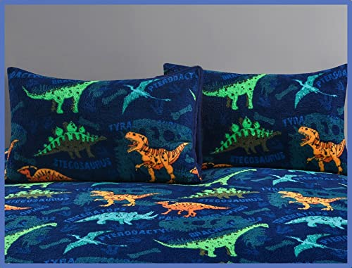 EXQUIZIT HOMEยฎ Teddy Bear Fleece Dinosaur Roar Duvet Quilt Cover Bedding Set including Matching Pillowcase - Image 4
