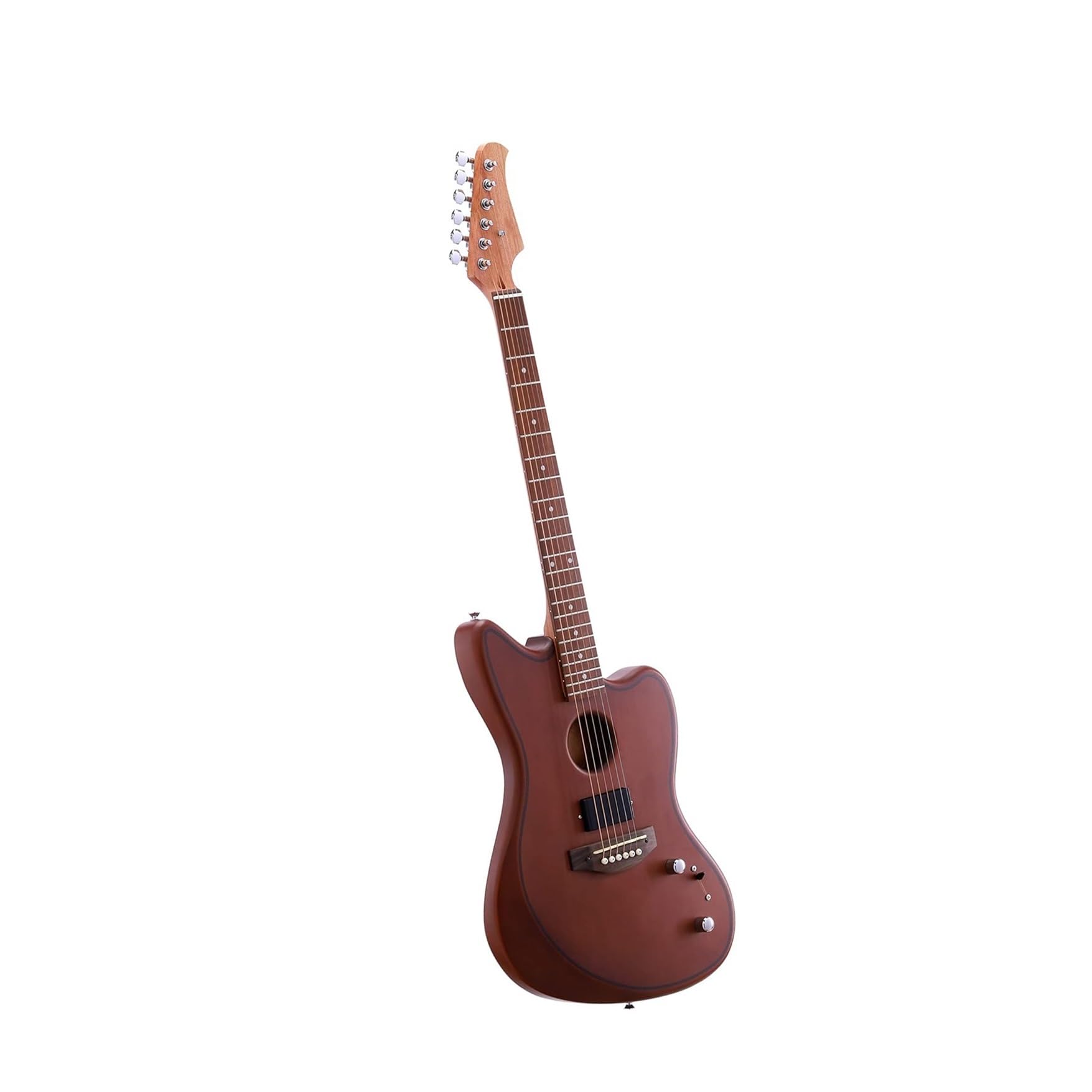 Semi Hollow Elektryczna Gitara Akustyczna Matowy Brązowy Profesjonalny Instrument Muzyczny