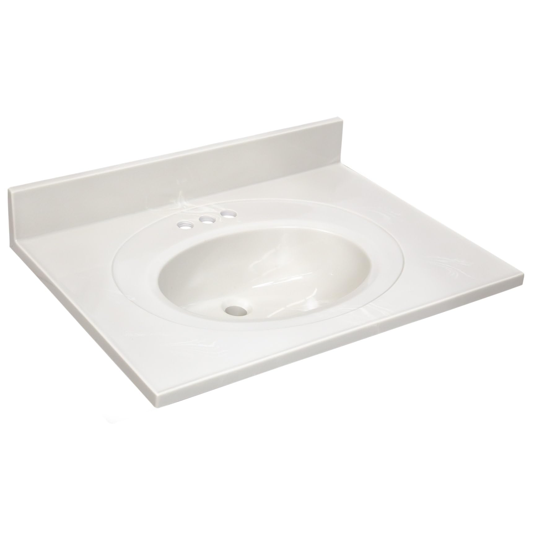 Design House Vanity Top with Sink, 4 in Backsplash, Cultured Marble, Centerset, Ivory, 31 in W x 22 in D x 11.09 in H, 586321
