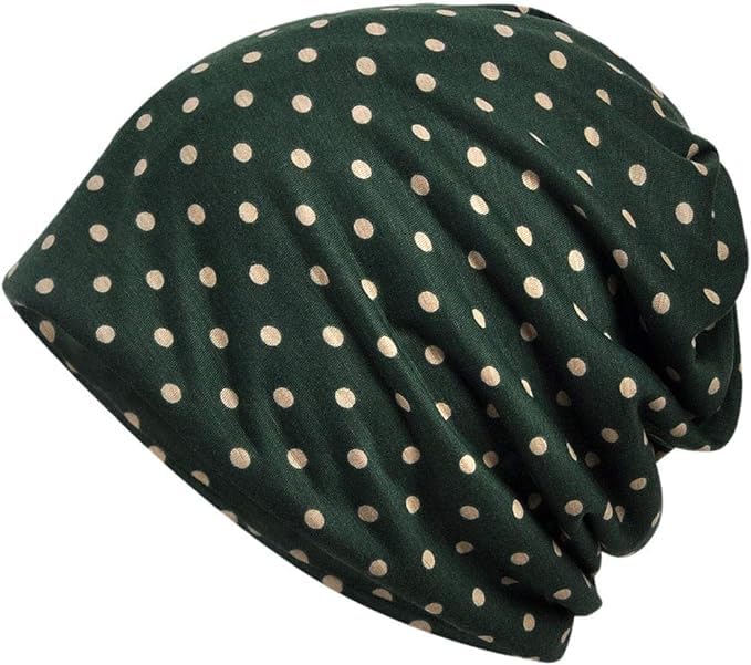 Chemo Headwear - Gorro suave para mujer, diseño de lunares, Punto verde militar, Talla única