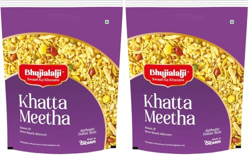 Image of Bhujialalji Khatta Meetha (pack of 2) 1kg | Namkeen Snacks Tasty & Crunchy Tea-time Namkeen | All time favourite indian snacks /Namkeen | Ready to eat | Crsipy & Light snacks.