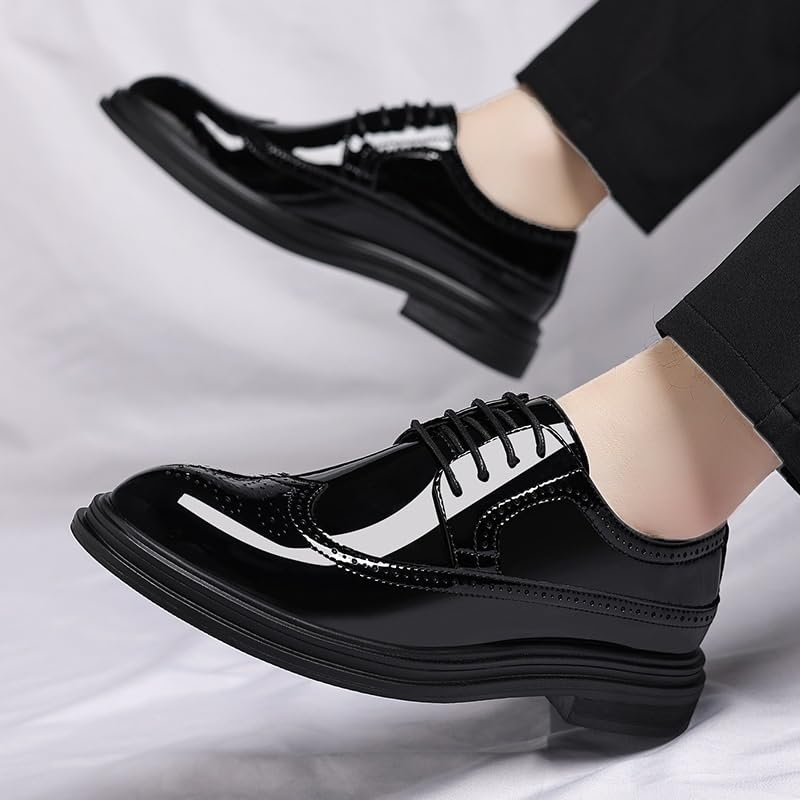 Brown Casual Dress Shoes for Men Lace-up Loafers & Slip-ons Dress Shoes Black Round Toe Soft Rubber Sole Dress Shoes3