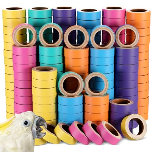 Skyygemm 120 Pcs Bagels Bird Toys Bulk for Parrots Cardboard Core Bird Toy Chewing Shredding Foraging Play Foot for Medium and Large Parrot Mini Macaws African Grey Cockatoos - image 8