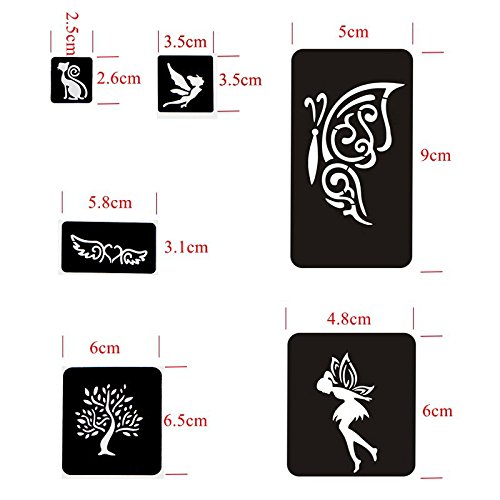 Xmasir 20 Sheet (446 Pieces) Airbrush Tattoo Stencils Album Art Book,Small Glitter Henna Tattoo Kit Semi Permanent Tattoo For Body Painting #TOP2
