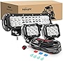 Nilight ZH016 12 Inch 72W Spot Combo Bar 2PCS 4 Inch 18W Flood LED Fog Lights with Off Road Wiring Harness- 2 Leads, 2 Years Warranty