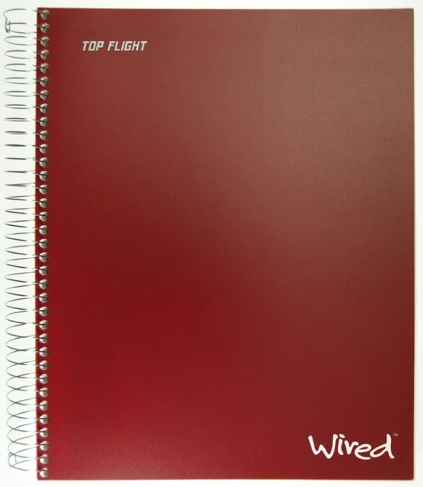 Top Flight Wired 5-Subject Wirebound Notebook with 8 Pockets, 160 Sheets, College Rule, 11 x 8.875 Inches, 1 Notebook, Cover May Vary (33182)