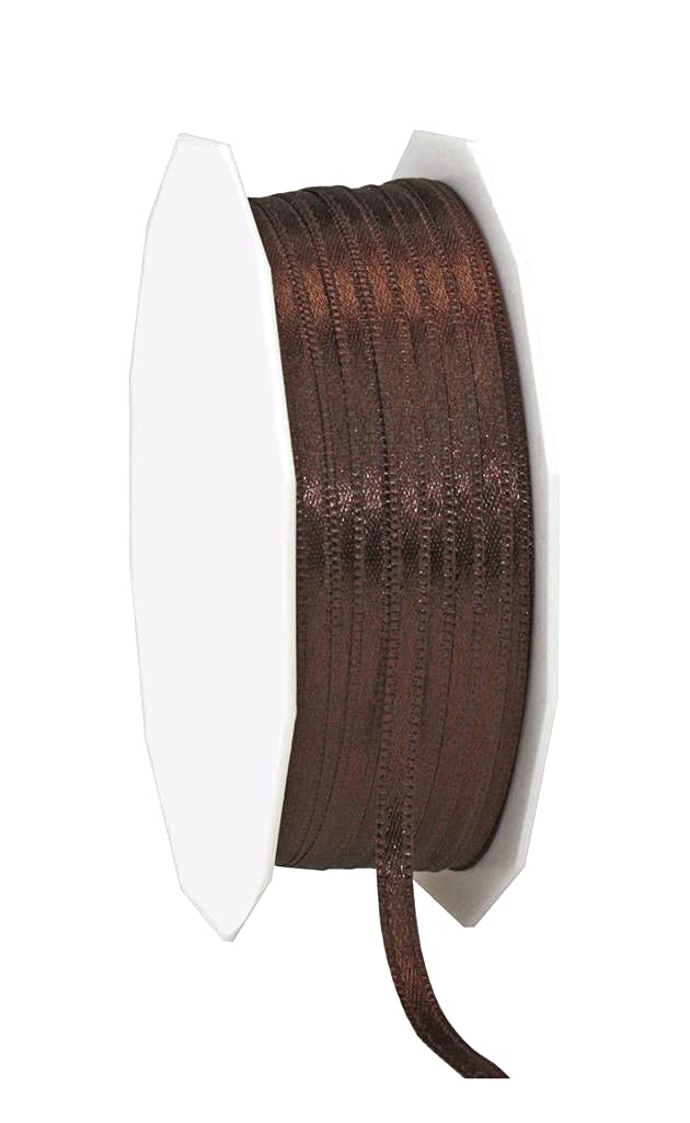 finemark 50 m x 3 mm Satin Ribbon Dark Brown (523) Double-Sided Satin Ribbon without Wire Soft and Shiny Gift Ribbon Decorative Ribbon Double Face Decorative Ribbon Decorating Cord Crafts - Image 3