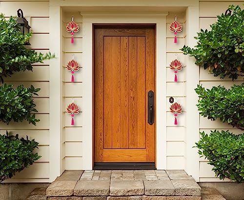 Image of True Decor 6 Pc White Lotus Hangings Festival Decoration Items for Home Decor, Diwali, Mandir, Religious Occasion
