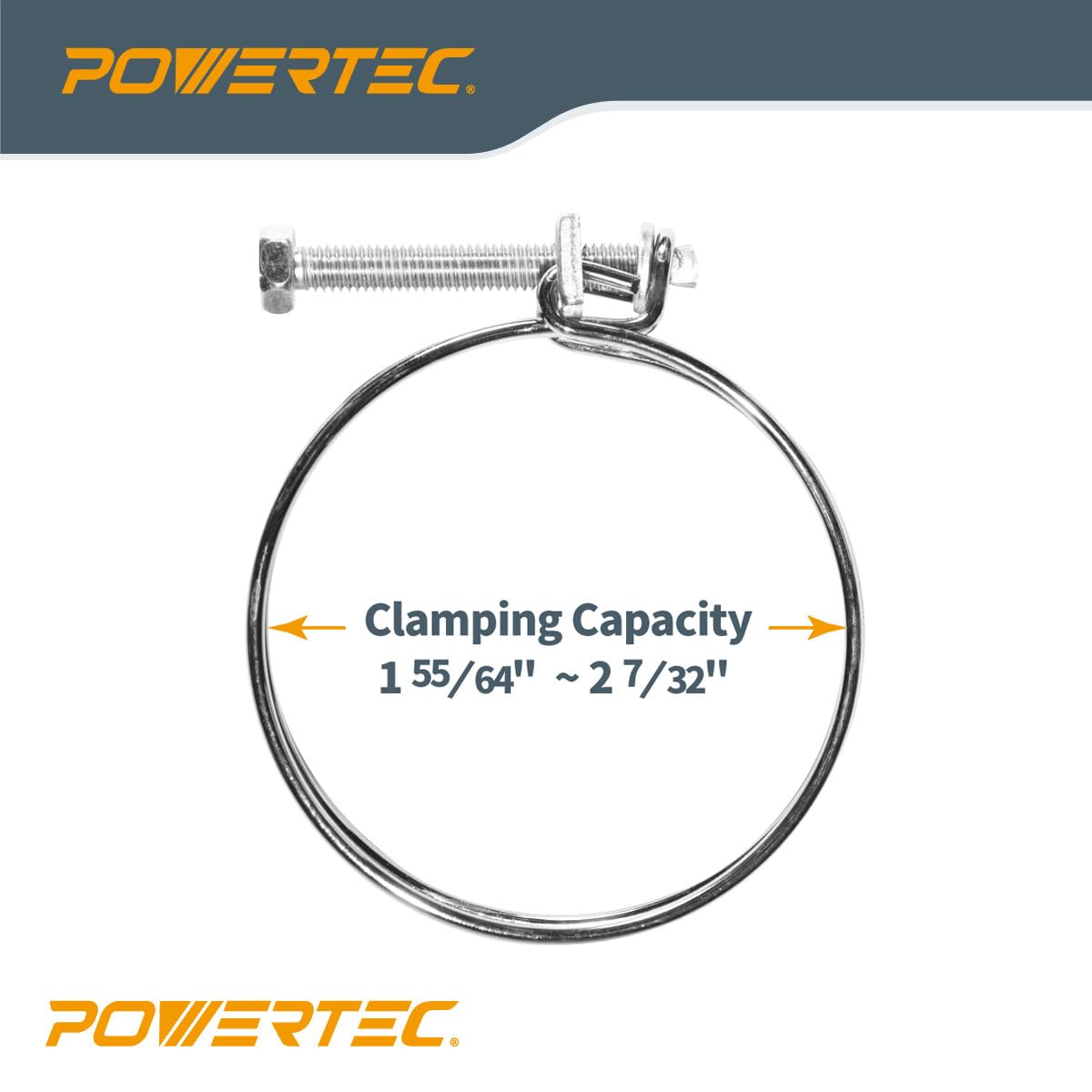 POWERTEC 70215 2 Inch Double Wire Hose Clamp with Bolt - Image 2