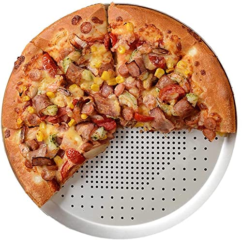 NILKANTH® 12-Inch Pizza Baking Pan | Heavy-Duty Aluminum Alloy Round Pizza Tray with Vented Holes for Even Crisping | Nonstick, Pizza Crisper Plate for Oven Baking (Silver) 4
