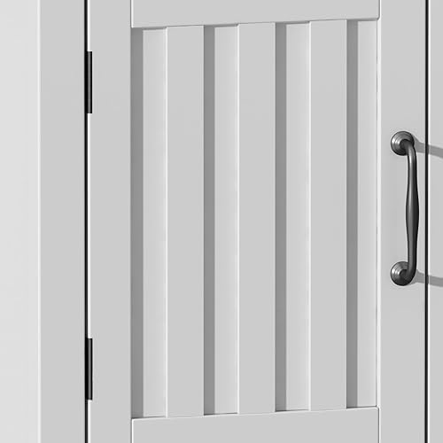 Miniatura 6 de ChooChoo Soporte de TV estilo granja, centro de entretenimiento de madera con puerta acanalada con gabinetes de almacenamiento y estantes abiertos