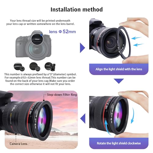Adaptador de lente de 52 mm a 46 mm, anillo reductor de filtro, compatible con todos los accesorios de filtro de 46 mm, fabricado con mecanizado CNC miniatura 4