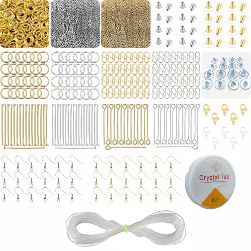 Image of INDIKONB Jewelry Making Kit - Gold and Silver Metal Findings for DIY Crafts - Beading Supplies for Necklaces, Bracelets, Earrings (Findings)