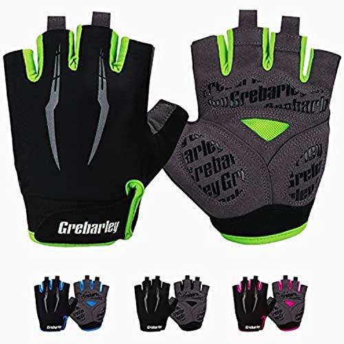 Grebarley Guantes de Ciclismo,Guantes MTB,Adecuado para Ciclismo de Montaña,Todo el Vehículo de Terreno,Bicicleta de Montaña,Guantes de Verano para Hombre/Mujer (Verde, XL)