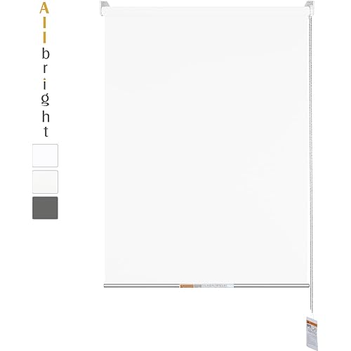 Allbright 100% Blackout Roller Blinds for Windows, UV Protection Roll up and Pull Down Shades for Home Office 15" W×72" H Milk White