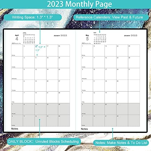 Nitukany 2023 Diary A5 Page a Day Appointment Book Monthly Weekly Hourly Planners with Academic Calender Planner Stickers, Banded Hard Cover, Inner Pocket 6.1''x8.3''