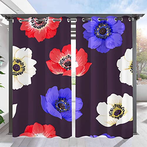 Rideau extérieur coquelicot violet à oeillets isolant pour tonnelle