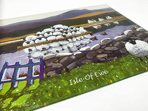 Isle of Ewe Glass Chopping Board Table Top Protector by Thomas Joseph - Sheep Gift, Multicoloured, 40 x 30cm - Image 2