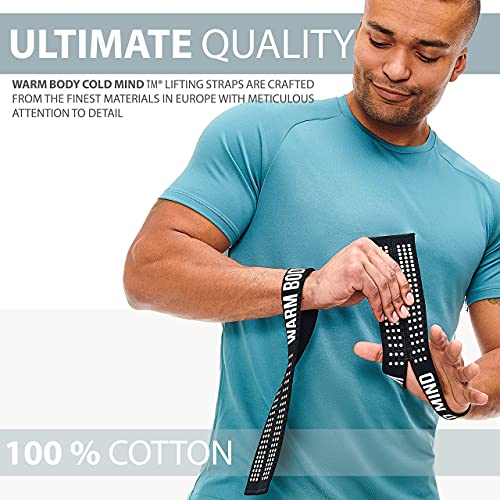 Image of WARM BODY COLD MIND V1 Lifting Wrist Straps for Olympic Weightlifting - Rated at 660 lb - Hand Wraps for Powerlifting, Weight Lifting, Bodybuilding Functional /Cross Training, Deadlift Gym Bar, Cotton